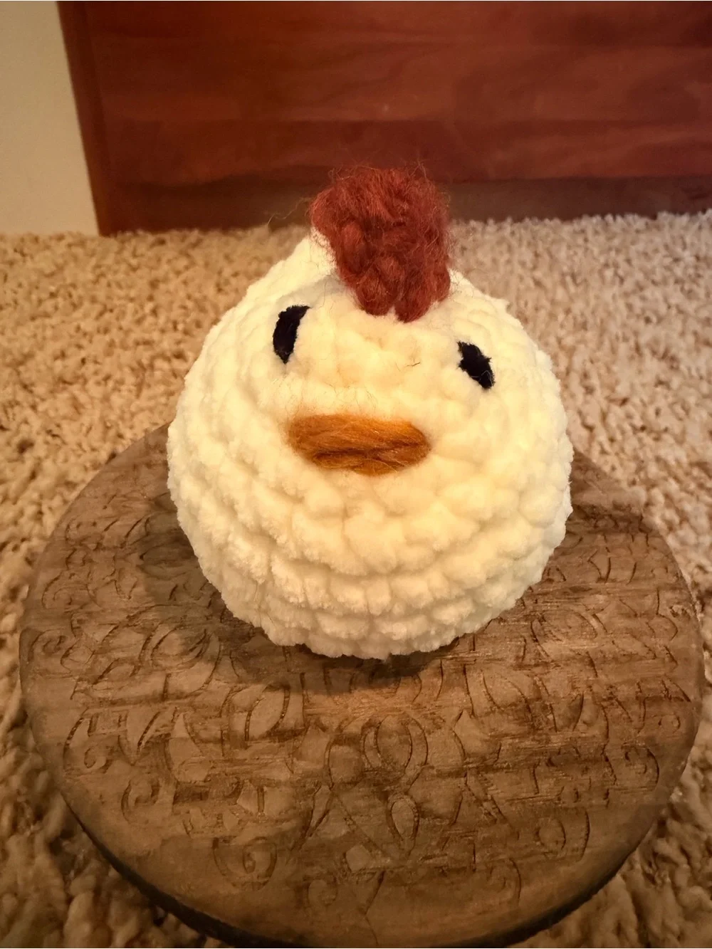 Handmade Crochet Chicken- Cream and Brown
